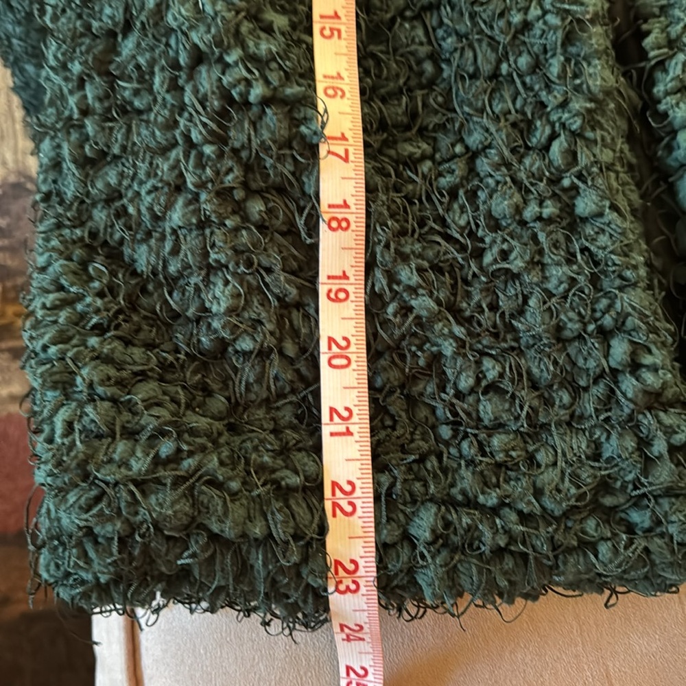 ZARA.  Teddy, Emerald Green Open Jacket. Warm and Cozy. Size Large. Fully lined. - Picture 11 of 14